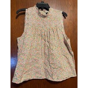 J Crew Pintuck Cotton Poplin Top in Scattered Blooms size XL